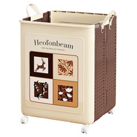 Organisateur de linge pliable vintage en PP durable avec roulettes, grande capacité, panier à linge sale pour les vêtements sales et les jouets