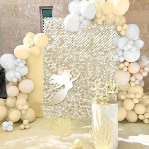 Panneaux de fond de scène en forme de secteur de couleur crème, décor mural scintillant, décorations de fête scintillantes, fond de scène à paillettes - Product Image 1