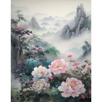 Peinture Diamant Chenistory Nuages et Brumes, Fournitures Artistiques DIY, Idée Paysage, Peinture Complète Ronde par Diamants, Décoration Maison