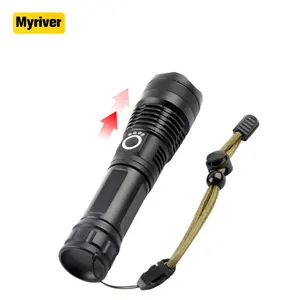 Myriver Aluminum Alloy Powerful 1500Lm Torches Light 3000Mah Rechargeable Waterproof Camping Glowing Led Flashlight Torches