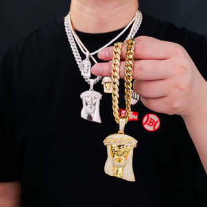 Collier chaîne en argent 925 plaqué or de haute qualité, style hip-hop, avec pendentif personnalisé en moissanite taille brillant ronde certifiée GRA pour homme - Product Image 3