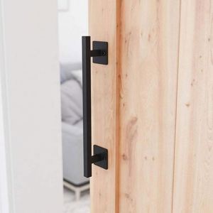 WEKIS Tirador de Metal para Puerta de Granero, Manijas para Puertas y Ventanas, Estilo Moderno, Vintage, Rústico, Acero al Carbono con Recubrimiento Negro, para Almacén o Taller - Product Image 1