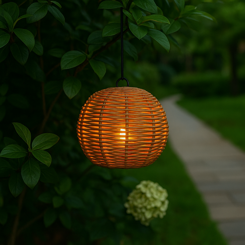 Kanlong Shade 21*21*15.5cm Hanging Hemp Rope Shade Lamp Outdoor Solar Garden Light · image 3