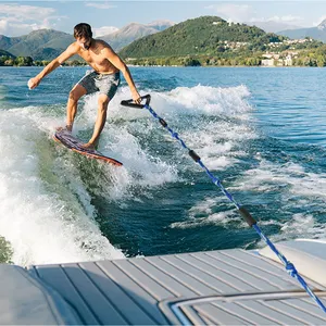 JetSurf Pe สายรัดถักนิตติ้งกลวงลอยบนเชือกสกีน้ําพร้อมที่จับ EVA สําหรับเล่นสกีน้ํา