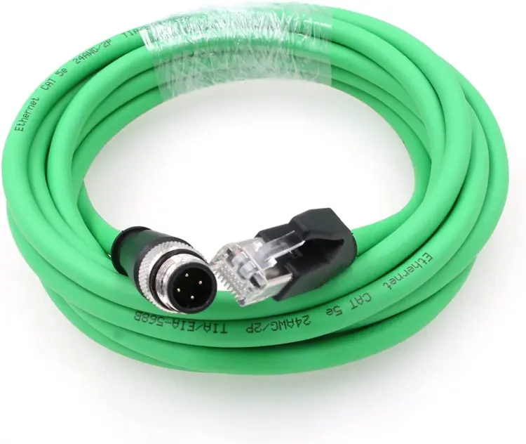 Высокогибкий кабель из чистой меди Ethernet M12, 4-контактный кабель для промышленного сетевого кабеля RJ45, экранированный водонепроницаемый кабель с цепью сопротивления