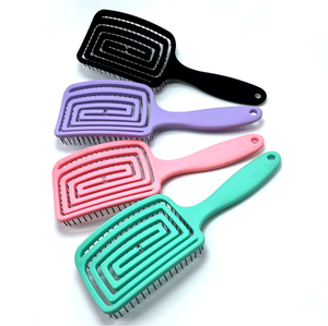 Venta al por mayor de fábrica de nailon masaje ecológico rizado antiestático paleta Flexible desenredante cepillo de pelo - Product Image 4