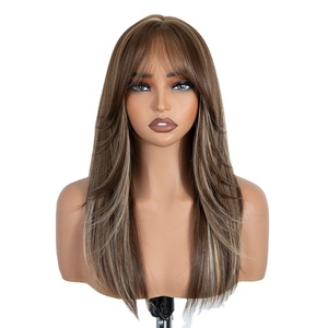 FREEDOM Perruque Lace Front en Fibre Haute Température, Lisse et Dégradée, <span class=keywords><strong>avec</strong></span> <span class=keywords><strong>Frange</strong></span>, 20 Pouces, pour <span class=keywords><strong>Cheveux</strong></span> Bruns et Blonds, Perruques Lace Pré-coupées, Rose Cosplay - Product Image 1