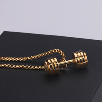 Collier Pendentif Haltère de Musculation en Acier Inoxydable, Cadeau Fan de Sport Homme Femme, Accessoire Breloque Bijoux Hip Hop