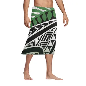 Venta al por mayor falda de playa con estampado Hawaiano para hombres de moda sarong de Indonesia estampado bajo demanda tela de poliéster pareos de verano ropa de playa