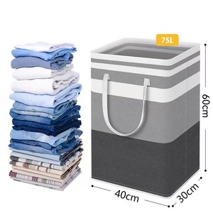 Large Capacity Oxford/Cotton Fabric Laundry Storage Basket with Handle Collapsible Dirty Clothes <b>Hamper</b> Bathroom Accessory - Product Image 3