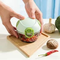 Mini Picador de Ajo Manual Multifuncional, Prensa de Chiles, Prensa de Ajo Manual de Plástico Ecológico con Cuchilla de Metal para el Hogar