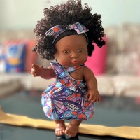 Weiche Vinyl-Babypuppe 25cm Dunkelhäutige Reborn Neugeborenen-Mädchenpuppe Niedliches Afrikanisches Spielzeug Einschlafbegleiter für Mädchen