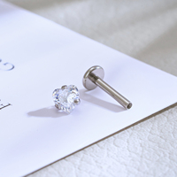 Boucle d'oreille labret en titane G23, étoile, cœur, zircon, mode, or, boucles d'oreille pour lèvres, hélix, cartilage, lobe, daith, bijoux fins pour piercing corporel