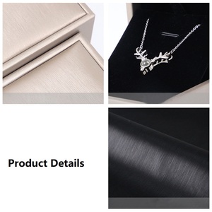 Luxe Or Argent Noir Brossé PU En Cuir Anneau Pendentif Collier Boîte Emballage Bracelet Logo Personnalisé Imprimé Boîte À Bijoux - Product Image 6