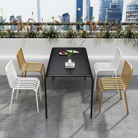 Ensemble chaise de table à manger d'extérieur moderne Mobilier de jardin à cadre en fer durable pour patio ou balcon