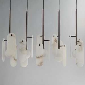 Moderne Schwarze <span class=keywords><strong>Veko</strong></span> Alabaster Barleuchte Messing Alabaster Langer Kronleuchter Hängelampe für Esszimmer Küche - Product Image 3