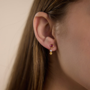 Boucles d'oreilles pendantes plaquées or avec strass en cristal rose et transparent, bijoux de fête tendance pour femmes - Product Image 3