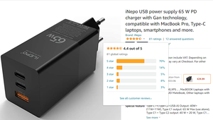 Sản Phẩm Giao Hàng Bỏ Qua Khâu Vận Chuyển 2023 QC4.0 PD3.0 GaN 65W CE FCC Máy Tính Xách Tay USB Nhanh Hơn Type-C Sạc Điện Thoại Di Động Gắn Tường 65W Gan - Product Image 5