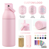 Bouteille isotherme personnalisée, anti-fuite, sans BPA, nouveau style, 17 oz, remplissage de glace, en acier inoxydable, avec bouchon à visser, bouteille d'eau à poignée.