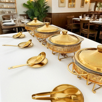 Chauffe-plats rond en verre doré de luxe pour buffet de mariage pour couvercle