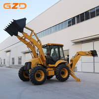 GZD Backhoe Loader 10800kg 4WD 4WS 1.2m³ Bucket Loader 5045mm Kedalaman Penggalian 38km/jam Traktor Backhoe Diesel Turbocharged