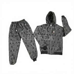 Conjunto Deportivo de Invierno para Hombre, Sudadera con Capucha y Cremallera Transpirable y Pantalones Deportivos Estampados, 100% Algodón, Peso Medio, 2 en 1 - Product Image 2