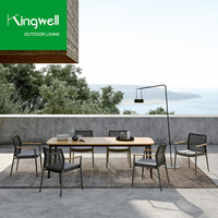 Chaises de jardin en aluminium avec tissage de corde, tissu imperméable pour meubles de patio, chaises de salle à manger d'extérieur avec coussin
