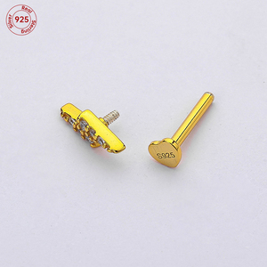 S925 Sterling Silver Labret Stud sferico cartilagine Tragus <span class=keywords><strong>Piercing</strong></span> orecchini Lip Ring Lip Stud Helix <span class=keywords><strong>Piercing</strong></span> Jewelry - Product Image 5