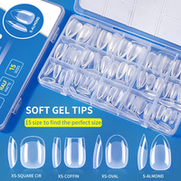 Puntas de Uñas en Caja Color Blanco Porcelana, Ultrafinas, Mate, Forma de Gota de Agua, Almendradas, Sin Necesidad de Limar o Pulir