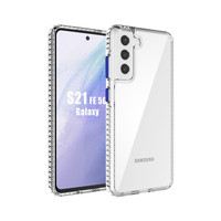 Pour Samsung S21 FE étui Transparent cristal acrylique et TPU étui Transparent anti-rayures filigrane résistant