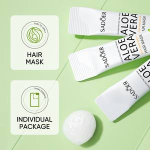Masque capillaire réparateur ultra-lumineux à l'aloe vera SADOER, acide hyaluronique, ingrédients biologiques, nourrit les cheveux secs, crème hydratante lissante - Product Image 3