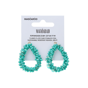 Boucles d'oreilles en forme de larme ornées de perles turquoise, plaquées or PVD, en acier inoxydable 316L, durables et résistantes, bijoux de mode - Product Image 2