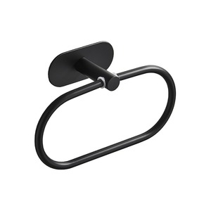 Porte-serviettes mural minimaliste en acier inoxydable, finition polie miroir noir et chrome, support fixe pour serviettes de salle de bain - Product Image 5