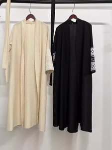 Abaya Kimono Turque de Luxe Brodé Keffiyeh Palestine pour Femme, Vêtements Islamiques de Dubaï, Kaftan - Product Image 4