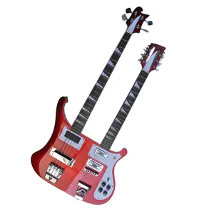 Huiyuan chitarra a doppio collo 4 + 12 corde chitarra elettrica e basso con Hardware cromato, chitarra rossa metallizzata