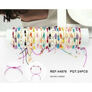 Bracciale con perline di conchiglia, 24 pezzi, fatto a mano, colorato, con ciondolo a forma di conchiglia, accessorio di moda - Product Image 1