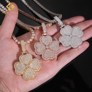 Novedades en Joyería, Probador de Diamantes, Colgante de Moissanita con Diseño de Trébol, Joyería Hip Hop, Colgante de Moissanita Personalizado - Product Image 4