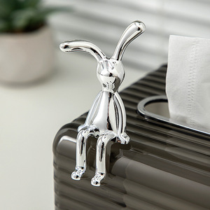 Long Eared Rabbit <b>Ornament</b> 2Pcs Plastic Contemporary Style Living Room Decor <b>Easter</b> Decoration - Product Image 3