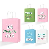 Sacchetti Regalo Personalizzabili in Carta Kraft con Manici Intrecciati per Artigianato e Mahjong, Logo Personalizzato, 4 Design, Imballaggio Multiuso, Vendita all'Ingrosso