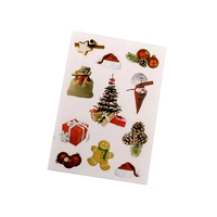 Autocollant adhésif en PET de style dessin animé de joyeux Noël, étiquette imprimée décorative durable pour l'épicerie de promotions de Noël pour enfants
