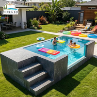 Piscine hors sol rectangulaire en fibre de verre, jacuzzi spa préfabriqué pour l'extérieur, idéal pour la maison et les espaces de loisirs.