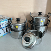 Ensemble de casseroles classiques en acier inoxydable de 10 pièces, 16-24 cm, marmite à soupe profonde, cuiseur vapeur, pot de cuisson écologique isolé