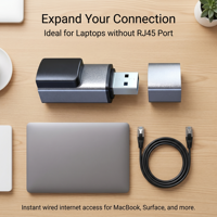 Adaptateur Ethernet pour ordinateur portable, double port USB OTG USB3.0, double USB-C femelle, convertisseur en alliage d'aluminium, plug and play, compatible multi-OS, DC