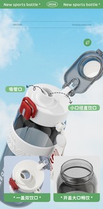 Bouteille d'eau en plastique anti-fuite pour enfants, avec paille et poignée, motif dessin animé, pour le sport et la motivation, idéale pour la rentrée scolaire, vente en gros - Product Image 6