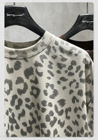 T-shirt Homme Personnalisé 240G Nouvelle Collection Été Rétro Coupe Boxy Imprimé Léopard Col Rond Manches Courtes Respirant Grande Taille Ample