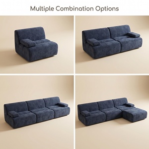 Canapé modulaire extensible KS014 en <span class=keywords><strong>bambou</strong></span> moderne, sans cadre, en <span class=keywords><strong>tissu</strong></span> velours compressé, sectionnel, combinaison libre, pour le loisir - Product Image 3