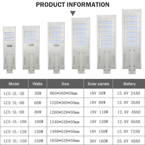 Lampadaire solaire extérieur tout-en-un 30W 40W <span class=keywords><strong>60W</strong></span> 80W 100W IP66 Haute qualité pour allées, jardins et zones commerciales - Product Image 5