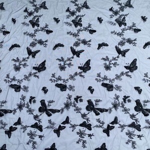 Tissu en dentelle papillon noir, tissu en <span class=keywords><strong>tulle</strong></span> brodé floral papillon, maille transparente multicolore pour <span class=keywords><strong>couture</strong></span> DIY - Product Image 5