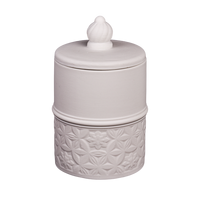 Tempat Lilin Keramik Silinder Matte Custom Ukiran Grosir dengan Tutup, Logo Custom Buatan Tangan, Kapasitas 450ml untuk Rumah dan Pernikahan