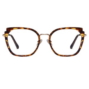 Monture de lunettes carrée en métal Tr90 87319, anti-lumière bleue, monture complète, unisexe, verres optiques avec lentilles AC et imprimé léopard - Product Image 5